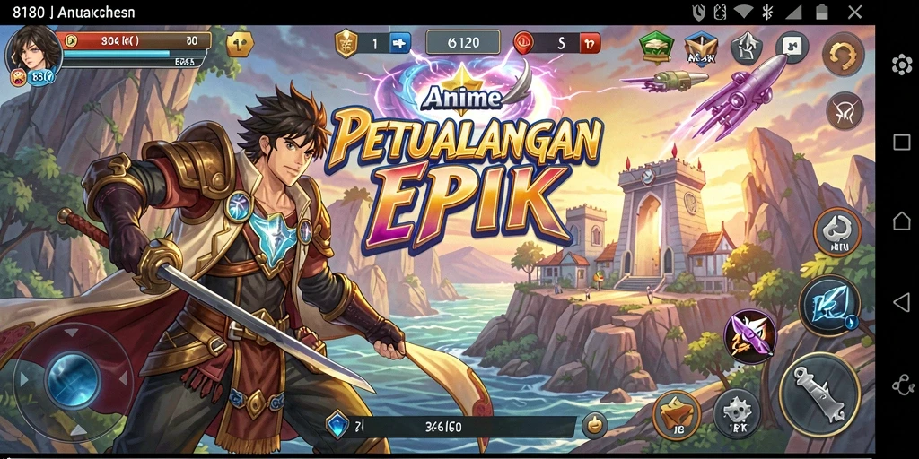 Tampilan aksi seru di dalam game Anime 8180.