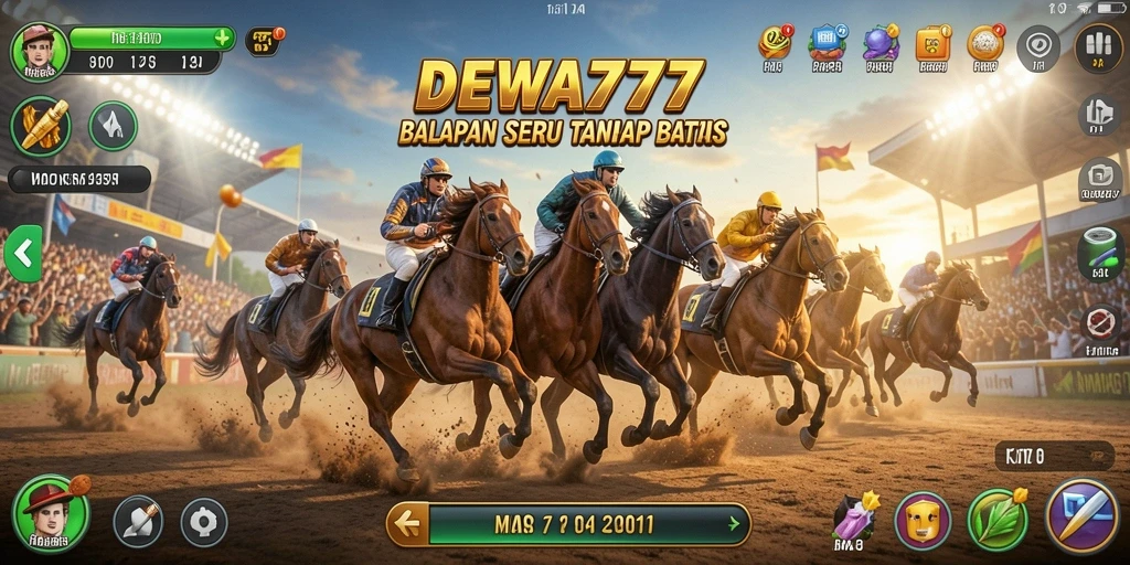 Screenshot utama DEWA777 menampilkan aksi balapan yang seru dan mendebarkan.