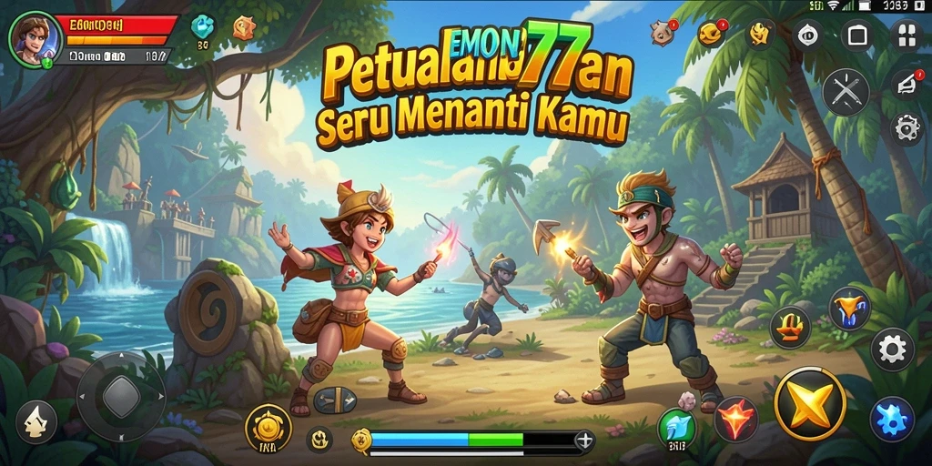 Tampilan gameplay seru di dunia petualangan EMON77.