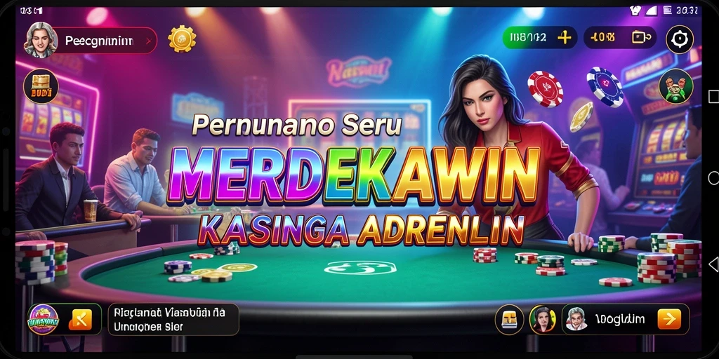 Screenshot gameplay <strong>MERDEKAWIN</strong> yang menampilkan suasana Kasino yang mendebarkan.