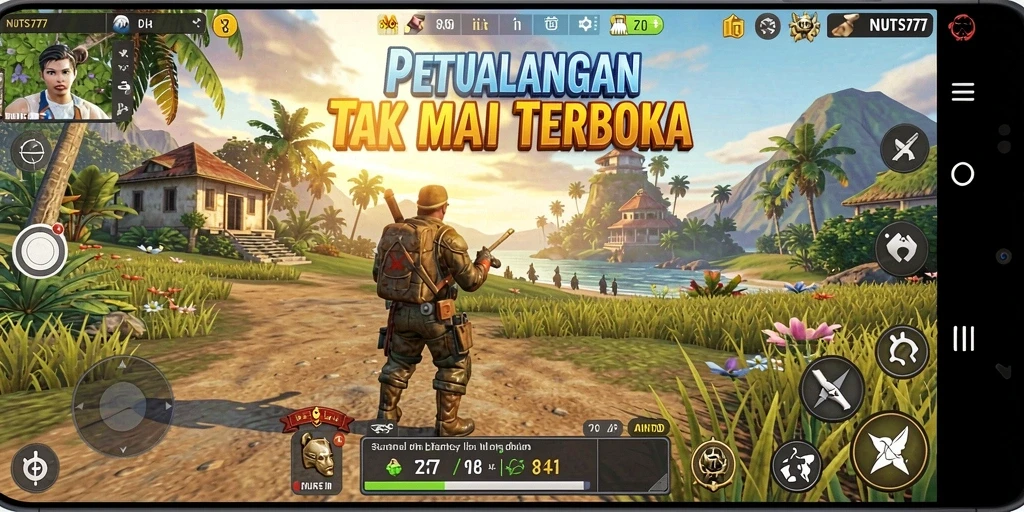 Tangkapan layar NUTS777 menampilkan pemain menjelajahi dunia terbuka yang menakjubkan.