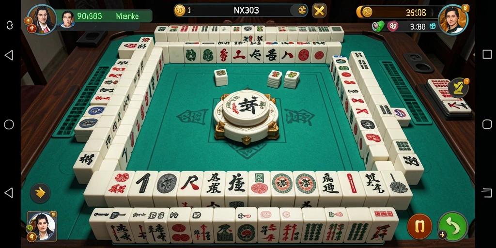 Tampilan screenshot utama NX303 yang menampilkan gameplay Mahjong yang menarik.