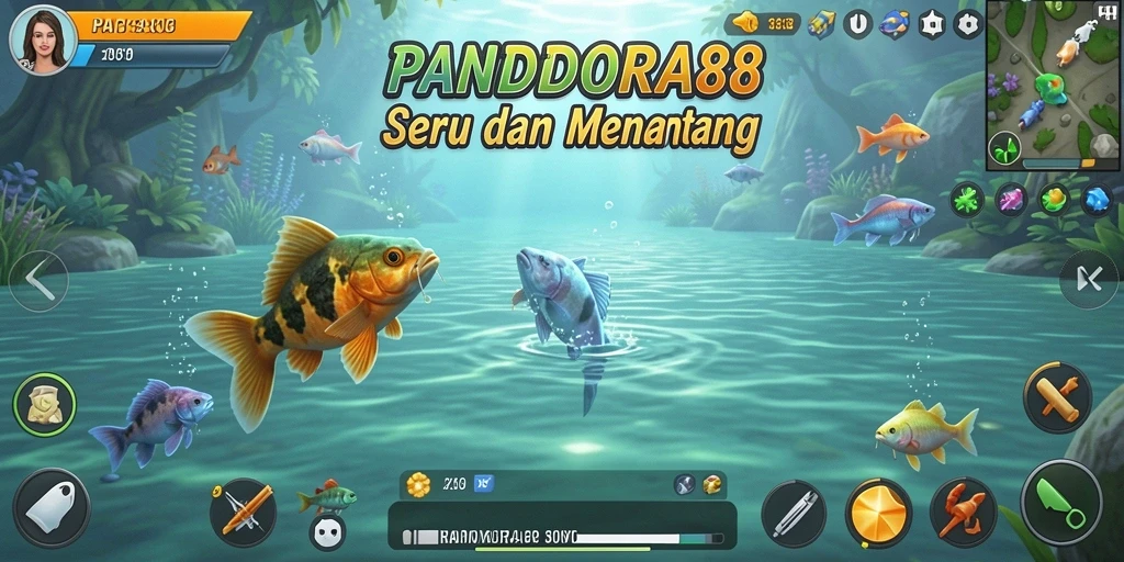 Gameplay PANDORA88 menampilkan adegan menangkap ikan yang seru.