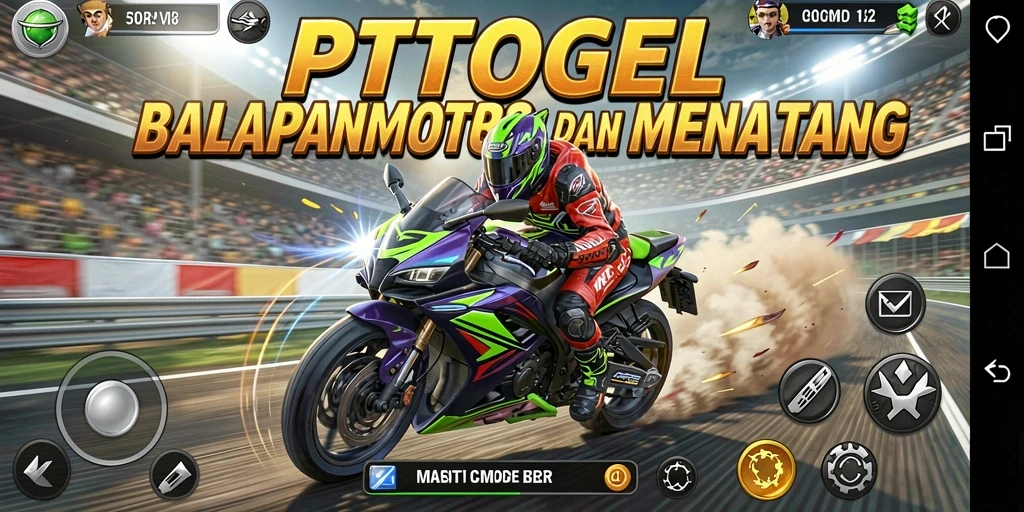 Tampilan gameplay balapan motor yang mendebarkan.