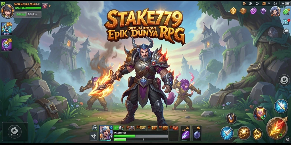 Tampilan utama gameplay yang menampilkan pertarungan epik RPG.