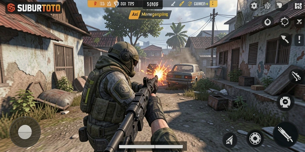 Screenshot SUBURTOTO menunjukkan aksi gameplay seru dalam lingkungan yang dinamis.